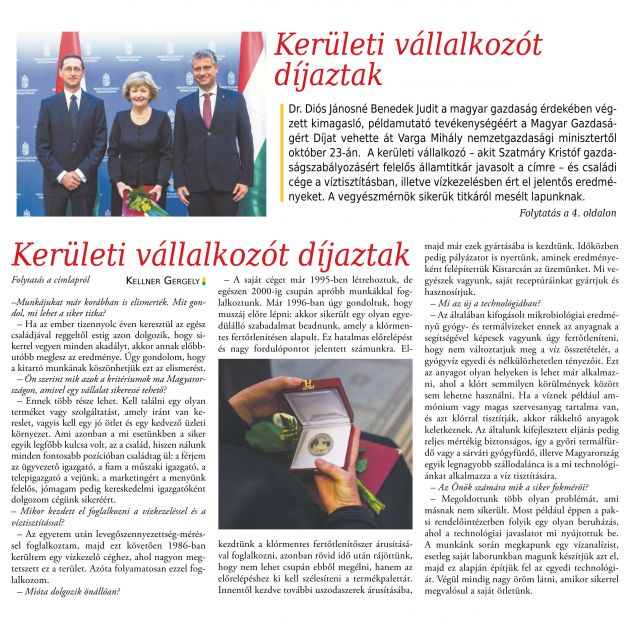 magyar gazdaságért díjjal jutalmazták a Dinax Kft. kereskedelmi igazgatóját